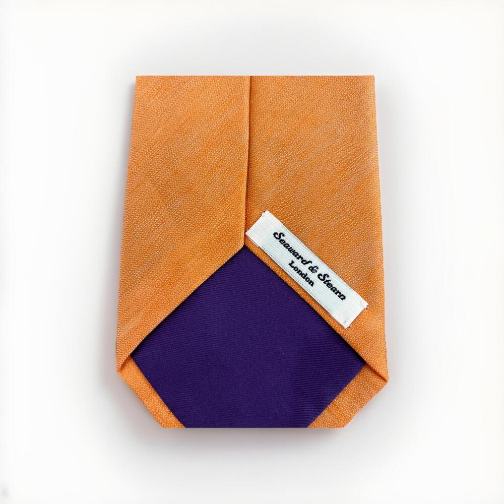 NEW WITH TAGS SEAWARD STEARN LINEN SILK MENS TIE ORANGE HANDMADE IN ENGLAND VGC!